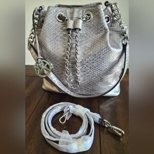 Michael Kors Vintage Patent Leather Silver Purse